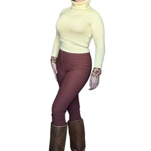 Cashangora light yellow - Blend Textured Funnel Neck Sweater Size Small